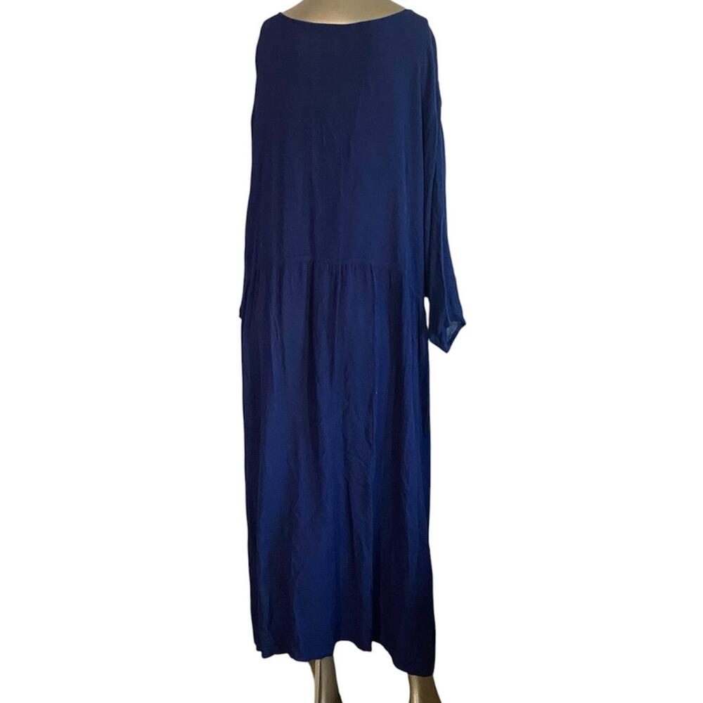 Ulla Popken Blue Embroidered Maxi Dress Plus 32/34 (4X) A-LINE Lagenlook NWT - Picture 3 of 9